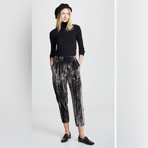 Splendid Moonstone crushed black velvet Pull-On Slouchy Tapered leg Pant size XS